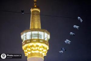 بارش برف شبانگاهی در حرم مطهر رضوی