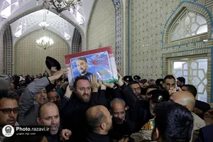 وداع با پیکر شهید حسین امیر عبداللهیان در حرم مطهر رضوی
