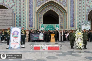 تشییع پیکر شهید مهدی خموشی در حرم مطهر رضوی