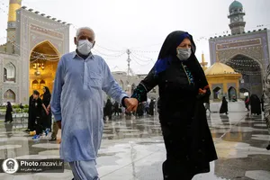بارش باران بهاری در حرم مطهر رضوی