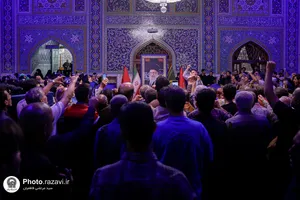 تشرف هنرمندان نهضت مردمی پوستر انقلاب به حرم مطهر رضوی
