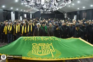 تشییع شهید علی یحیی شعیتو با حضور خدام حرم مطهر رضوی