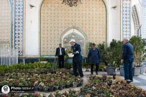 گل آرایی عیدانه حرم مطهر رضوی