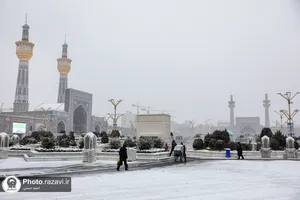 بارش برف در حرم مطهر رضوی