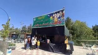 برپایی موکب قند چناران برای پذیرایی از زائران امام رضا (ع)