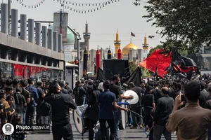 حضور دسته های عزای حسینی در خیابان&nbsp;های منتهی به حرم مطهر رضوی-1