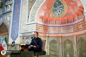 مراسم وداع با پیکر شهدای گمنام هشت سال دفاع مقدس در حرم مطهر رضوی