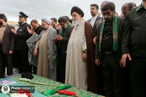 مراسم تشییع پیکر حاج سیدجعفر ماهرخسار در حرم مطهر رضوی