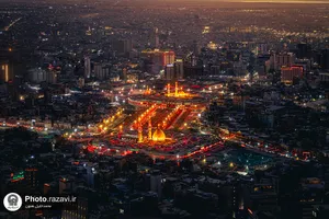تصاویر هوایی از بین&zwnj;الحرمین در شب اربعین حسینی