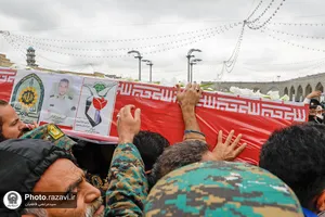 تشییع پیکر شهید مهدی خموشی در حرم مطهر رضوی