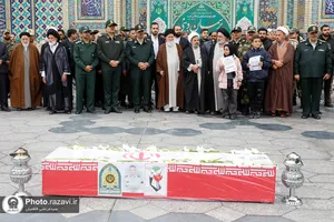 تشییع پیکر شهید مهدی خموشی در حرم مطهر رضوی