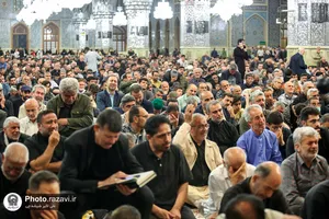 مراسم وداع با پیکر شهید مجید شخصی در حرم مطهر رضوی