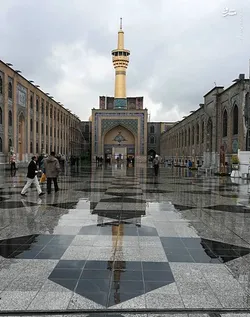 زیبایی دلنواز زیارت در حرم مطهر رضوی در هوای بهاری و بارانی مشهدالرضا(ع)