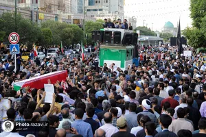 تشییع پیکر شهید غیرت &laquo;حمیدرضا الداغی&raquo; در حرم مطهر رضوی