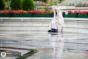 بارش باران بهاری در حرم مطهر رضوی