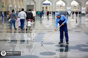بارش باران بهاری در حرم مطهر رضوی
