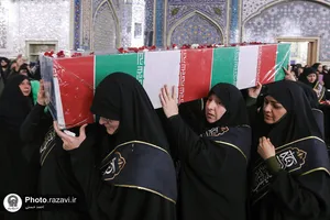 وداع با پیکرهای مطهر 12 شهید گمنام دفاع مقدس در مشهد