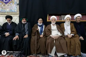 مراسم تشییع پیکر همسر مکرمه آیت الله وحید خراسانی در حرم مطهر رضوی