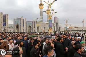 مراسم تشییع پیکر حاج سیدجعفر ماهرخسار در حرم مطهر رضوی
