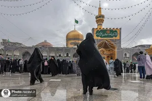 بارش باران بهاری در حرم مطهر رضوی