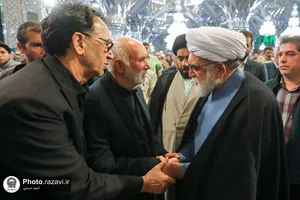 مراسم وداع با پیکر 2 شهید حمله تروریستی کرمان در حرم مطهر رضوی