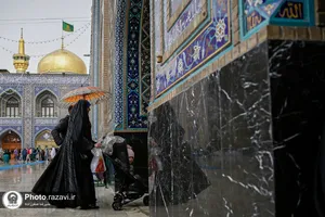 بارش باران بهاری در حرم مطهر رضوی