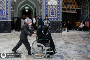 بارش باران بهاری در حرم مطهر رضوی