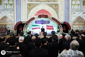 وداع با پیکر شهدای حمله تروریستی رژیم صهیونیستی در حرم مطهر رضوی