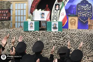 وداع با پیکر شهدای حمله تروریستی رژیم صهیونیستی در حرم مطهر رضوی