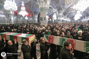 وداع با پیکرهای مطهر 12 شهید گمنام دفاع مقدس در مشهد