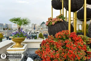 گل آرایی عیدانه حرم مطهر رضوی
