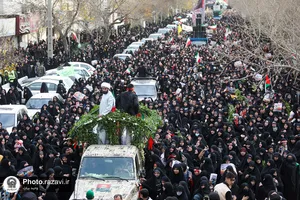 تشییع پیکر دو شهید حادثه تروریستی کرمان و شهید دفاع مقدس