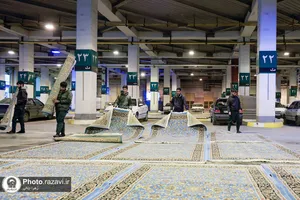 آماده سازی اماکن مسقف حرم مطهر رضوی در سومین شب از لیالی قدر