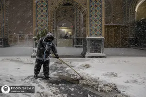بارش برف پاییزی در حرم مطهر رضوی