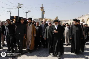 تشییع پیکر همسر آیت الله مرتضوی در حرم مطهر رضوی
