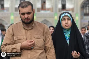 بارش باران بهاری در حرم مطهر رضوی