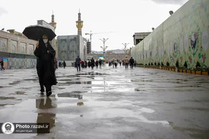 بارش باران بهاری در حرم مطهر رضوی