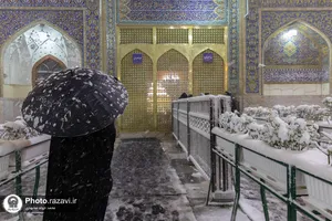 بارش برف پاییزی در حرم مطهر رضوی