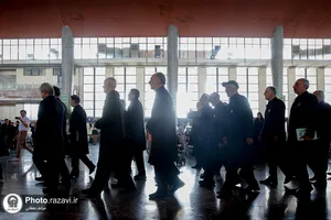بدرقه کاروان خدام حرم مطهر رضوی در ایستگاه راه آهن شهید رئیسی مشهد
