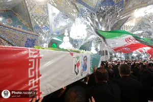 تشییع و تدفین شهدای حمله تروریستی رژیم صهیونیستی در حرم رضوی