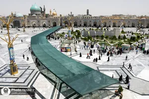 نصب سایه&zwnj;بان موقت در صحن پیامبر اعظم (ص) حرم مطهر رضوی