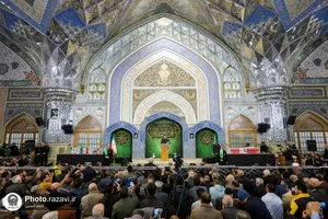 مراسم وداع با پیکر 2 شهید حمله تروریستی کرمان در حرم مطهر رضوی