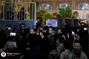 وداع با پیکر شهید حسین امیر عبداللهیان در حرم مطهر رضوی