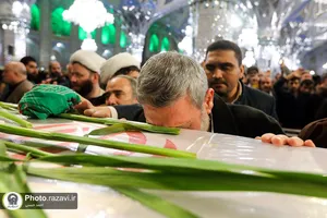 مراسم وداع با پیکر 2 شهید حمله تروریستی کرمان در حرم مطهر رضوی