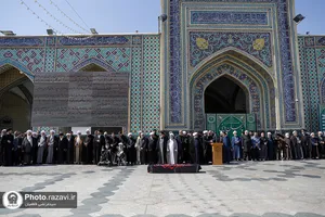 تشییع پیکر همسر آیت الله مرتضوی در حرم مطهر رضوی