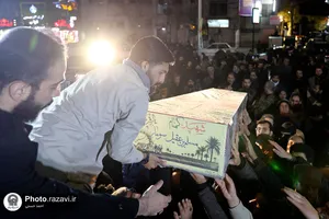 تشییع پیکر شهید گمنام دفاع مقدس در بلوار سجاد مشهد