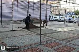 آماده سازی موکب &laquo;دارالکرامه&raquo; امام رضا علیه&zwnj;السلام در خیابان شارستان