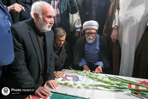 مراسم وداع با پیکر 2 شهید حمله تروریستی کرمان در حرم مطهر رضوی