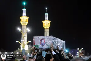 مراسم وداع با پیکر 2 شهید حمله تروریستی کرمان در حرم مطهر رضوی