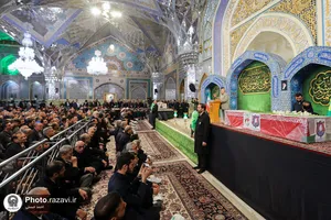 مراسم وداع با پیکر 2 شهید حمله تروریستی کرمان در حرم مطهر رضوی